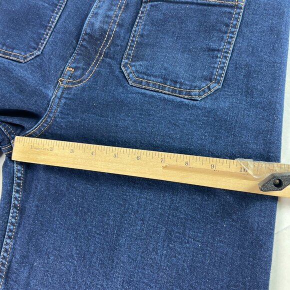 Zara Jean Women 31x27* Marine Straight High Rise Wide Leg Dark Blue Denim Tag 10 - Picture 14 of 16